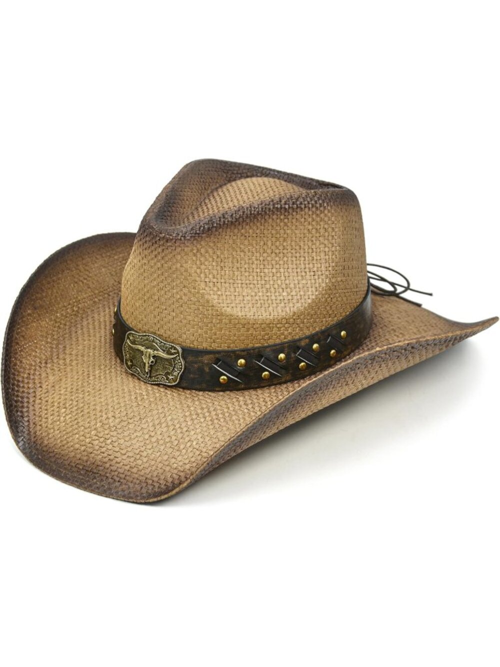 Men's Brown Pull-On Straw Cowboy Cowgirl Rodeo Western Hats